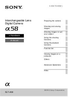 Sony A58 manual. Camera Instructions.